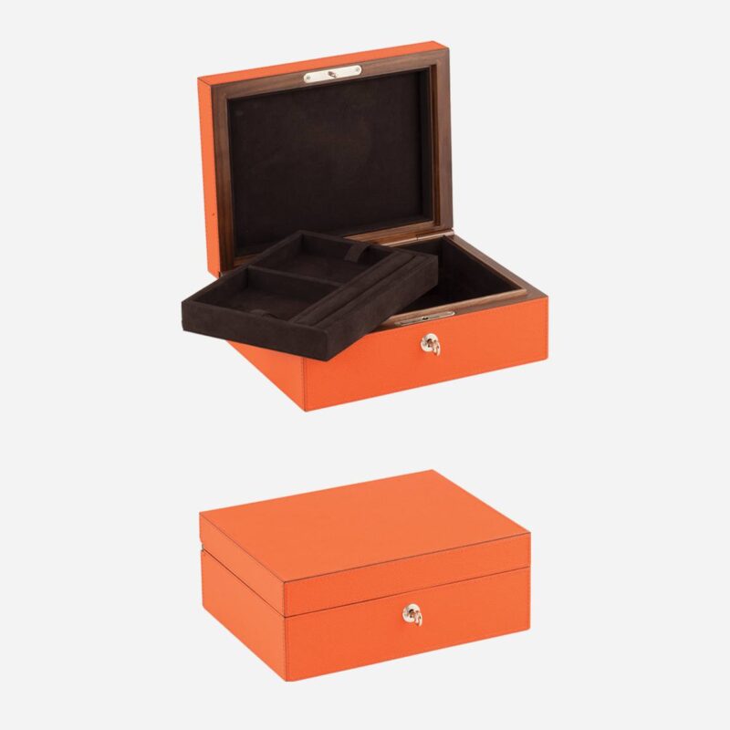 GOLD JEWELLERY BOX WITH TRAY