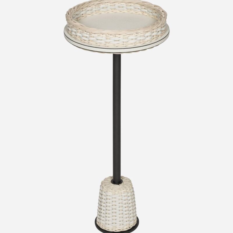 MATISSE LEATHER & RATTAN SIDE TABLE