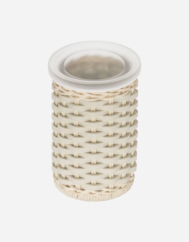 CALAIS RATTAN & LEATHER TOOTHBRUSH HOLDER