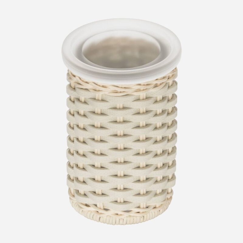 CALAIS RATTAN & LEATHER TOOTHBRUSH HOLDER