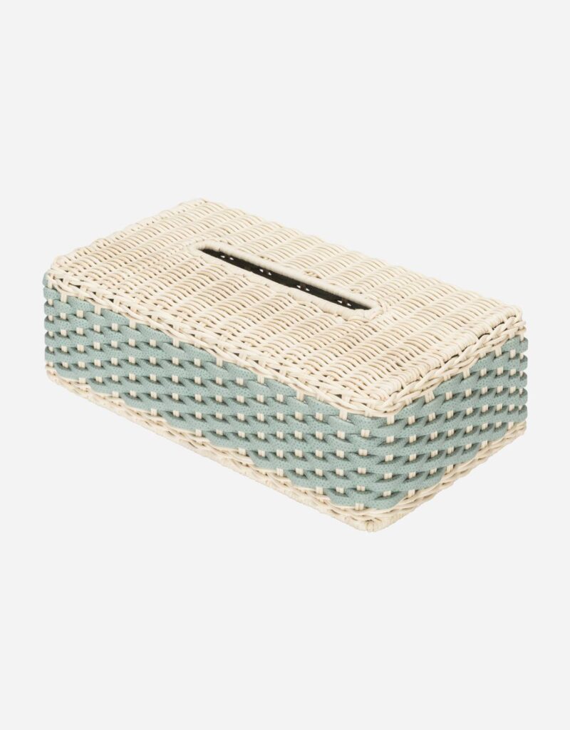 ANTIBES LEATHER & RATTAN TISSUE HOLDER