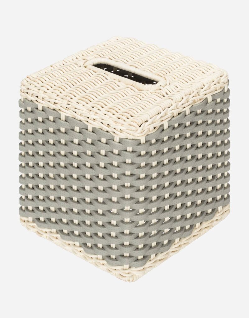 ANTIBES LEATHER & RATTAN TISSUE HOLDER