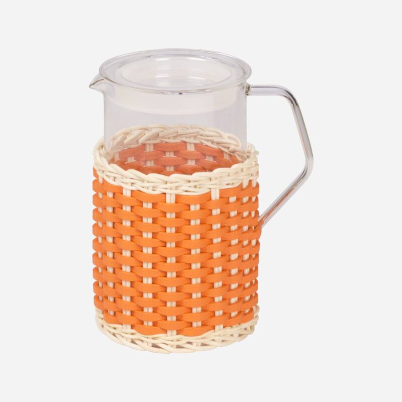 MARSEILLE LEATHER & RATTAN GLASS PITCHER
