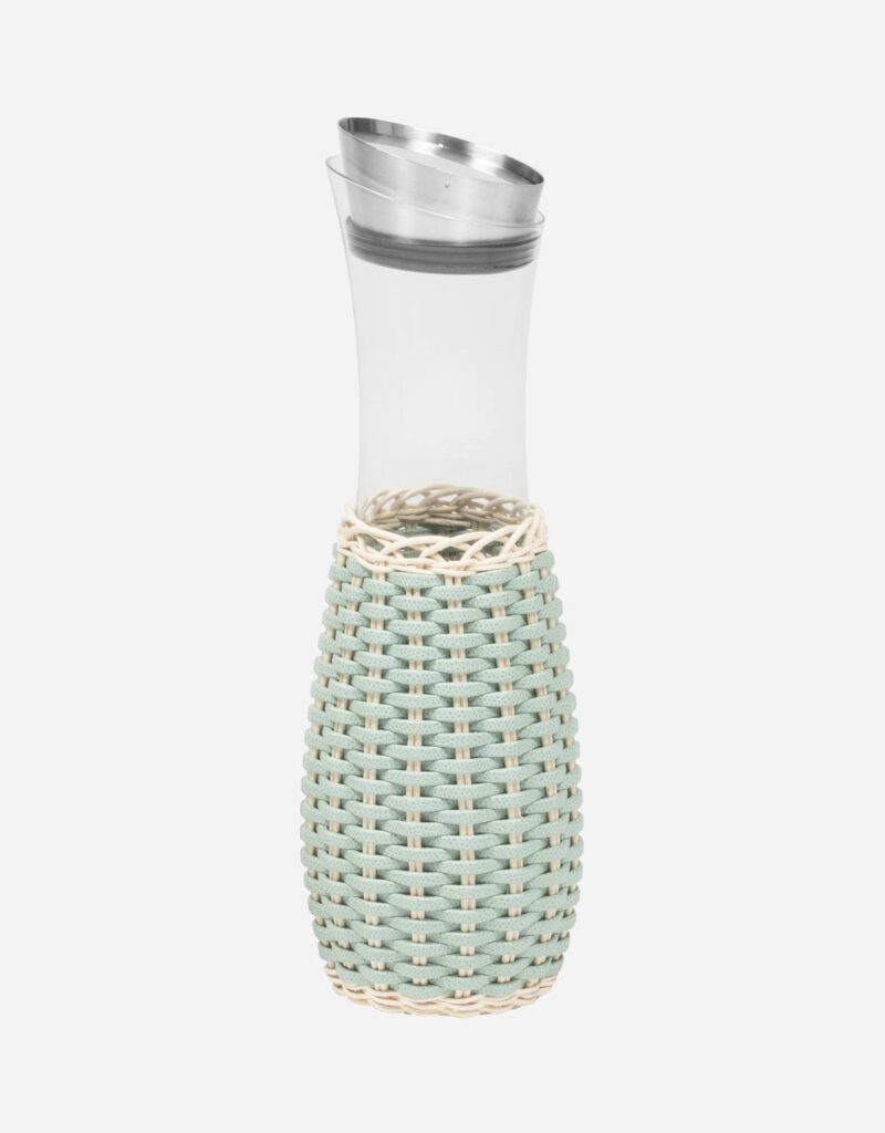 DIJON LEATHER & RATTAN CARAFE WITH POURER