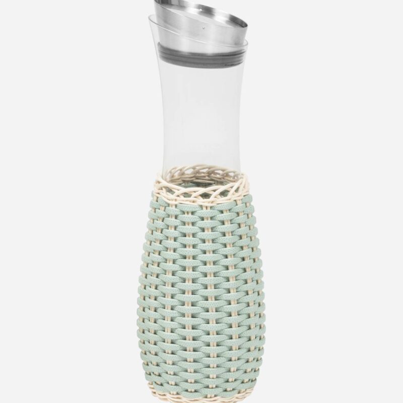 DIJON LEATHER & RATTAN CARAFE WITH POURER