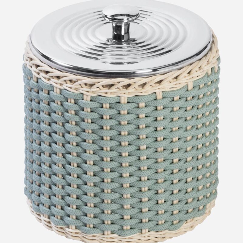 MENTON LEATHER & RATTAN ICE BUCKET