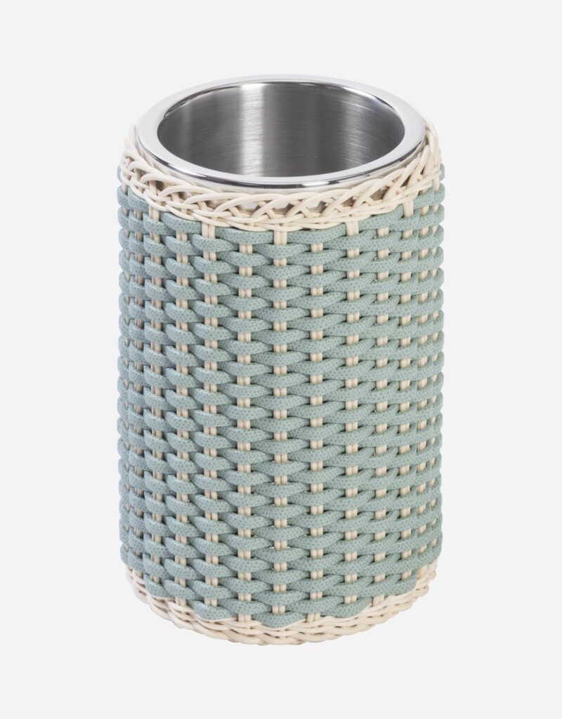 MENTON LEATHER & RATTAN BOTTLE COOLER
