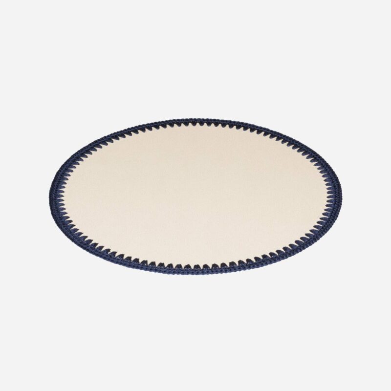 ROCHELLE LEATHER & CROCHET PLACEMAT ROUND