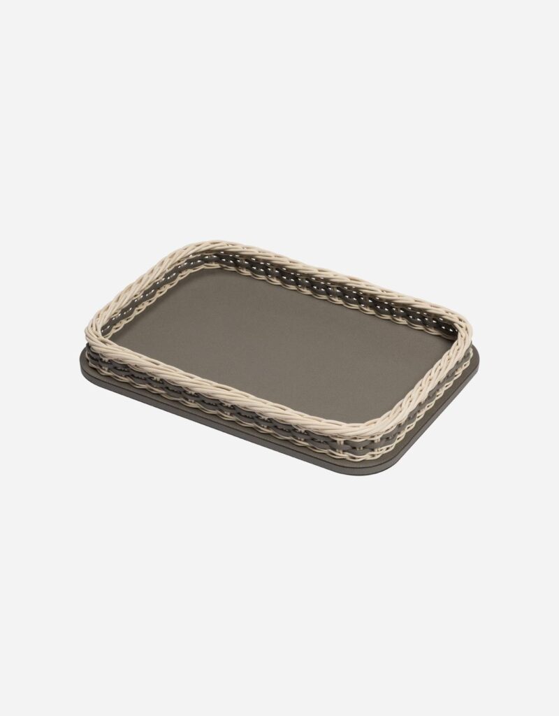 ORSAY LEATHER & RATTAN TRAY RECTANGULAR