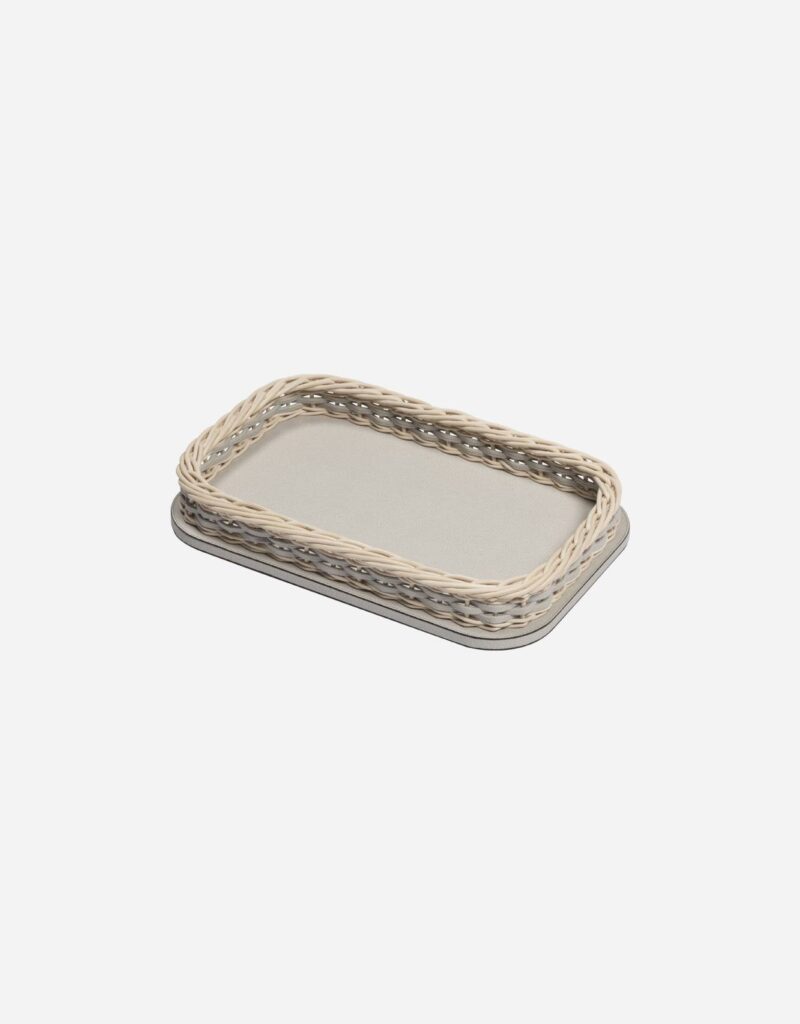 ORSAY LEATHER & RATTAN TRAY RECTANGULAR