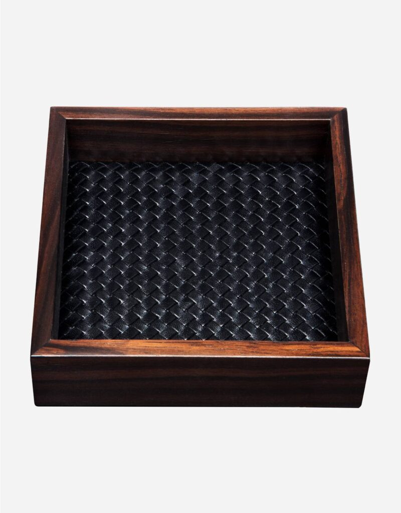 FEBE EBONY HANDWOVEN SQUARE VALET TRAY
