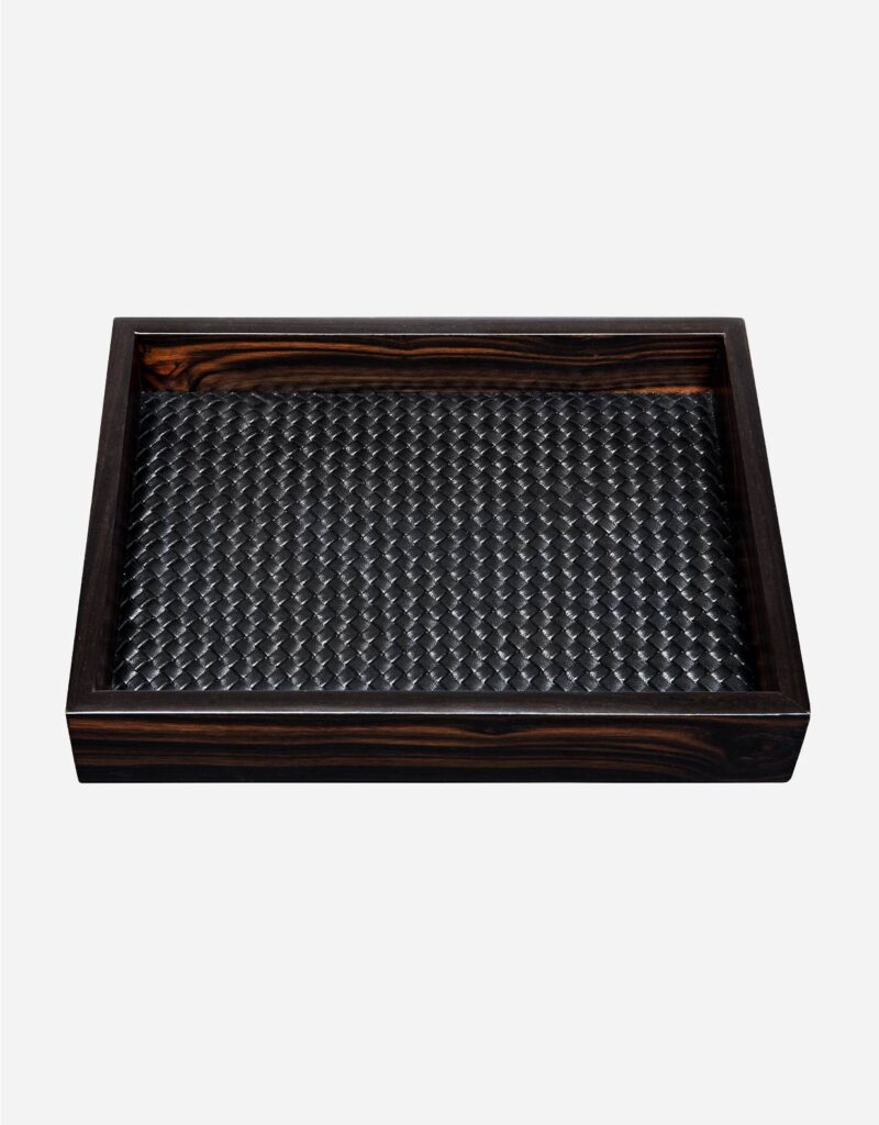 FEBE EBONY HANDWOVEN RECTANGULAR VALET TRAY