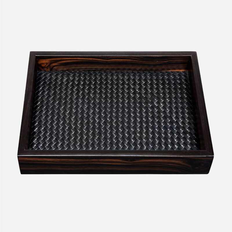FEBE EBONY HANDWOVEN RECTANGULAR VALET TRAY