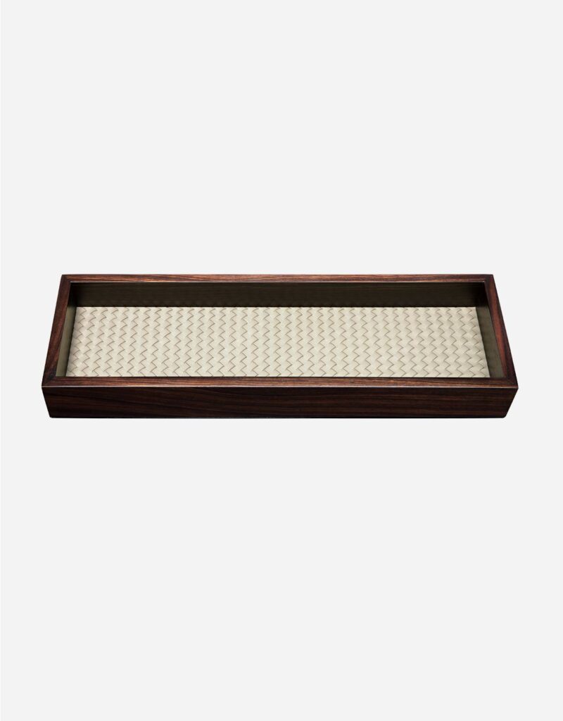 FEBE EBONY HANDWOVEN LONG RECTANGULAR VALET TRAY